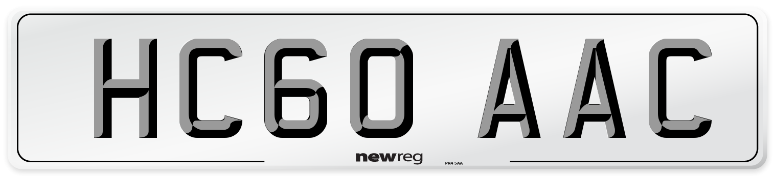 HC60 AAC Number Plate from New Reg